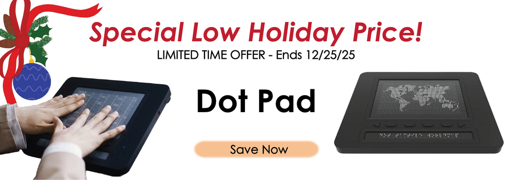 Banner image of dot pad with a limited time offer ending December 25th and 'Save Now' button
