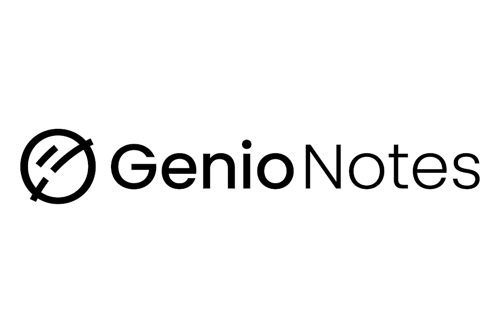 Genio Notes logo with a stylized pen icon on a white background
