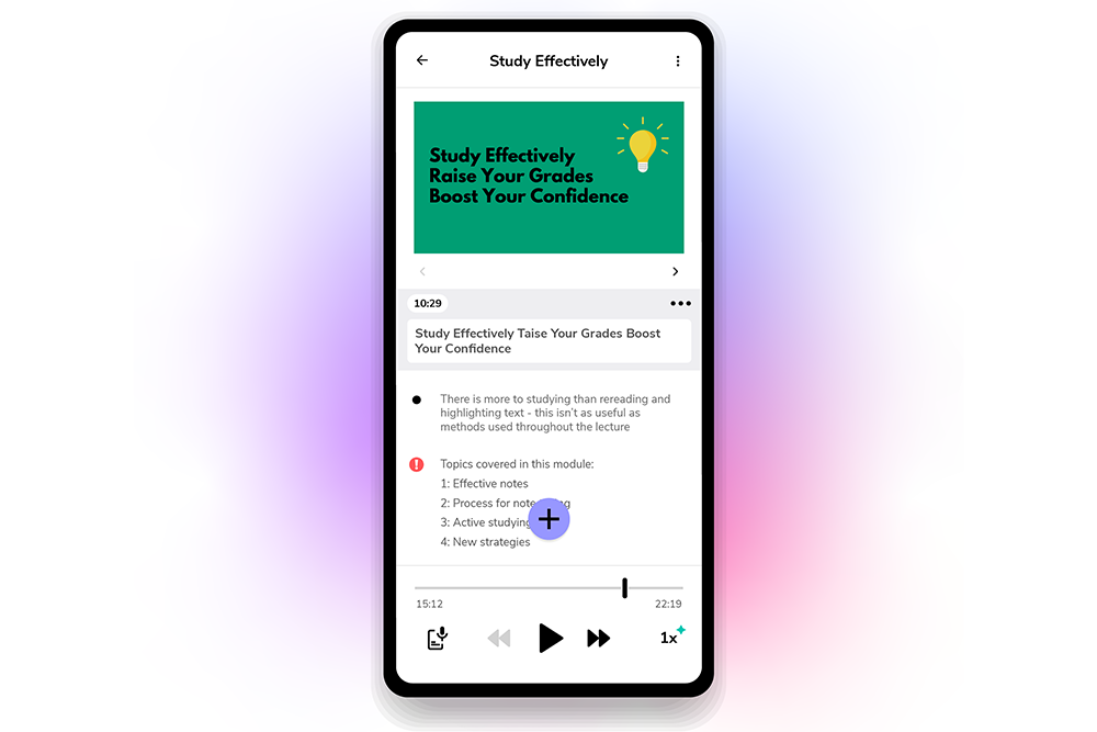 Phone screen displaying Genio app with a gradient background