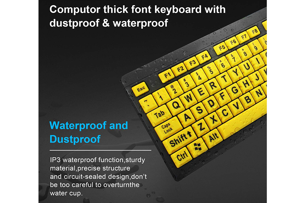Large Print Black on Yellow Computer Keyboard, Wired USB – Sterling ...
