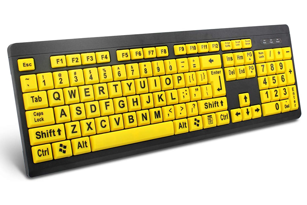 Large Print Black on Yellow Computer Keyboard, Wired USB – Sterling ...