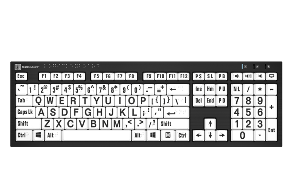 LogicKeyboard Braille & Large Print PC Nero Keyboard – Sterling